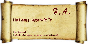 Halasy Agenór névjegykártya